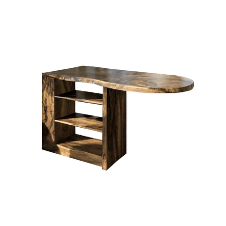 Solvane Live Edge Solid Wood Bar Table with Storage Natural Oak - Timberustic Bar Table with Storage