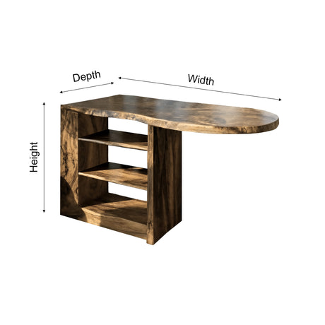 Solvane Live Edge Solid Wood Bar Table with Storage - Timberustic Bar Table with Storage
