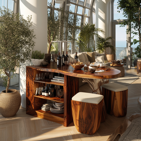 Solvane Live Edge Solid Wood Bar Table with Storage - Timberustic Bar Table with Storage