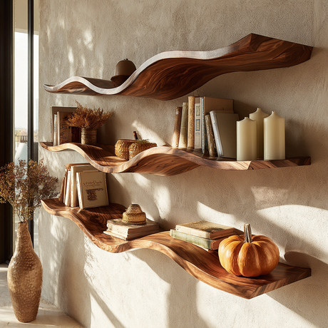 Solvane Sculpted Solid Wood Floating Shelf SPA521469 - Timberustic Floating Shelf