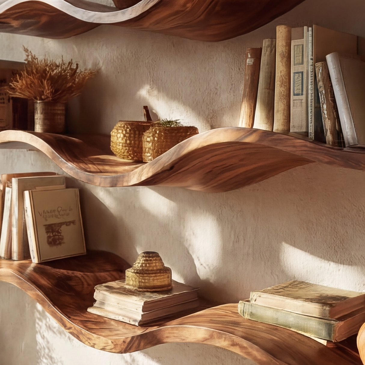 Solvane Sculpted Solid Wood Floating Shelf SPA521469 - Timberustic Floating Shelf