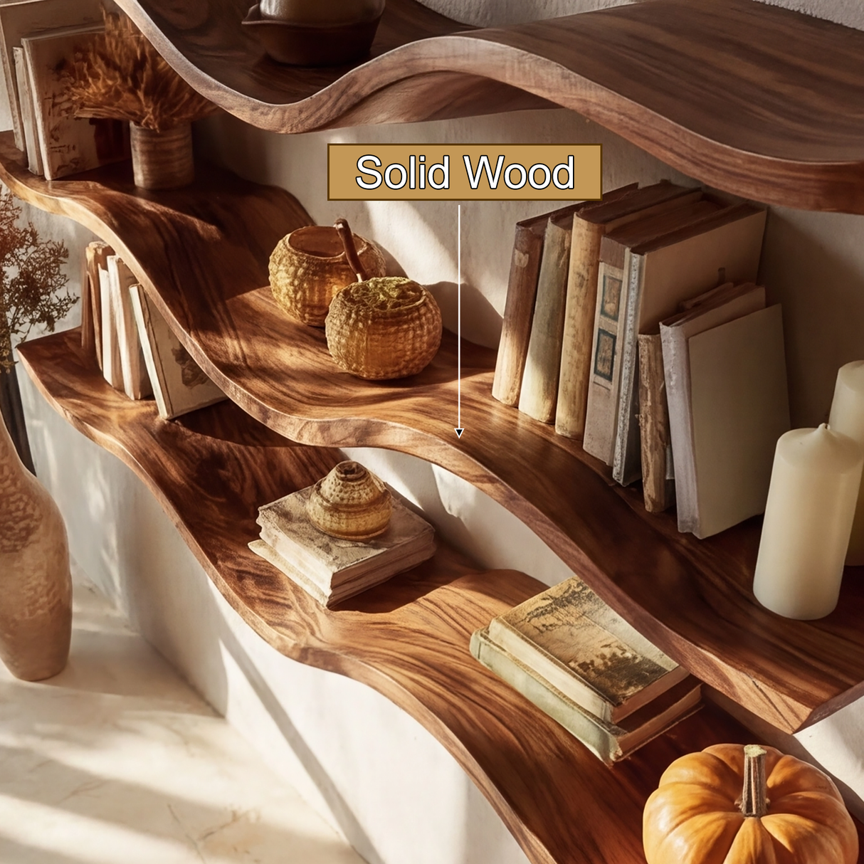 Solvane Sculpted Solid Wood Floating Shelf SPA521469 - Timberustic Floating Shelf