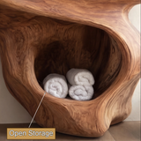 Solvane Sculpted Solid Wood Freestanding Bathroom Vanity with Open Storage - Timberustic Freestanding Bathroom Vanity with Open Storage