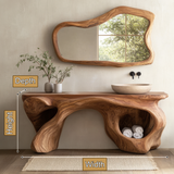 Solvane Sculpted Solid Wood Freestanding Bathroom Vanity with Open Storage - Timberustic Freestanding Bathroom Vanity with Open Storage