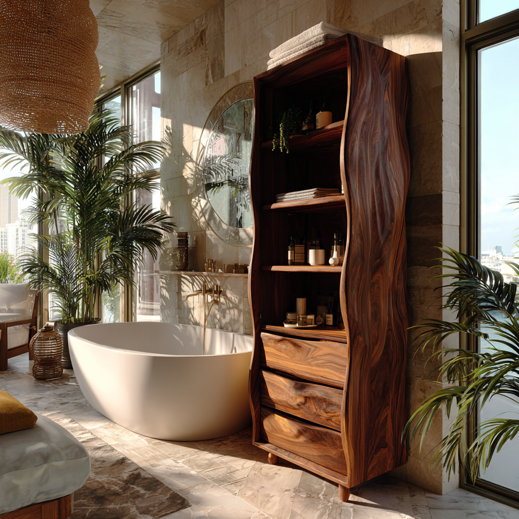 Solvara Live Edge Solid Wood Bathroom Cabinet