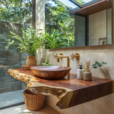 Solvara Live Edge Solid Wood Floating Bathroom Vanity SPA158318 - Timberustic Floating Bathroom Vanity