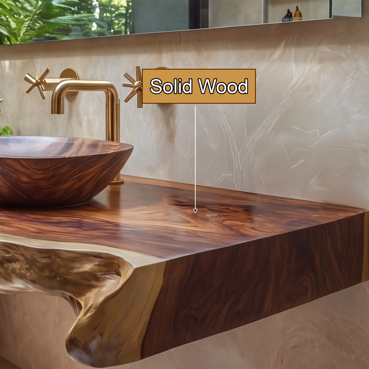 Solvara Live Edge Solid Wood Floating Bathroom Vanity SPA158318 - Timberustic Floating Bathroom Vanity