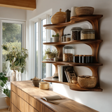 Solvara Live Edge Solid Wood Floating Kitchen Shelf - Timberustic Floating Kitchen Shelf