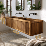 Solvayne Sculpted Solid Wood Floating Bathroom Vanity with Integrated Sinks and Drawers