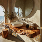 Solveth Live Edge Solid Wood Floating Bathroom Vanity SPA521936 - Timberustic Floating Bathroom Vanity