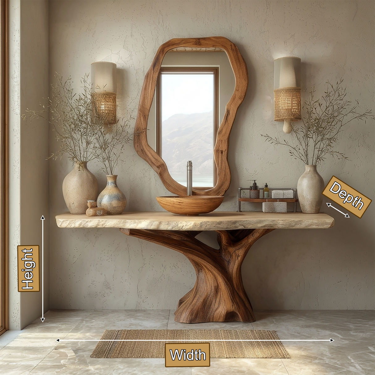 Solveth Treeform Solid Wood Freestanding Bathroom Vanity SPA318529 - Timberustic Freestanding Bathroom Vanity