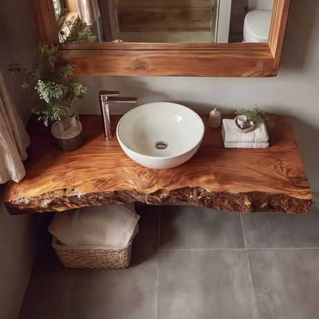 Solvian Live Edge Solid Wood Floating Bathroom Vanity SPA606606 - Timberustic Floating Bathroom Vanity