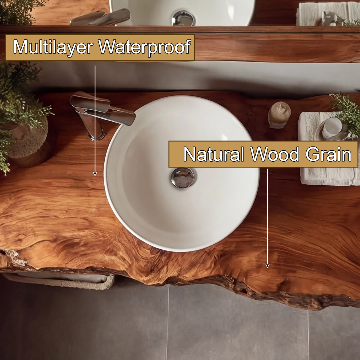 Solvian Live Edge Solid Wood Floating Bathroom Vanity SPA606606 - Timberustic Floating Bathroom Vanity