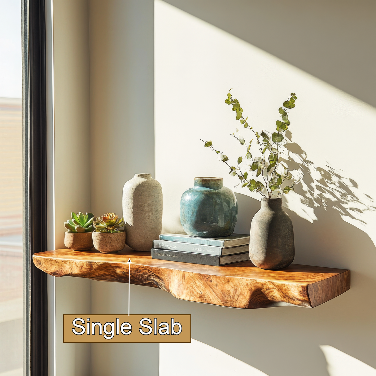 Solvra Live Edge Solid Wood Floating Shelf SPA235456 - Timberustic Floating Shelf