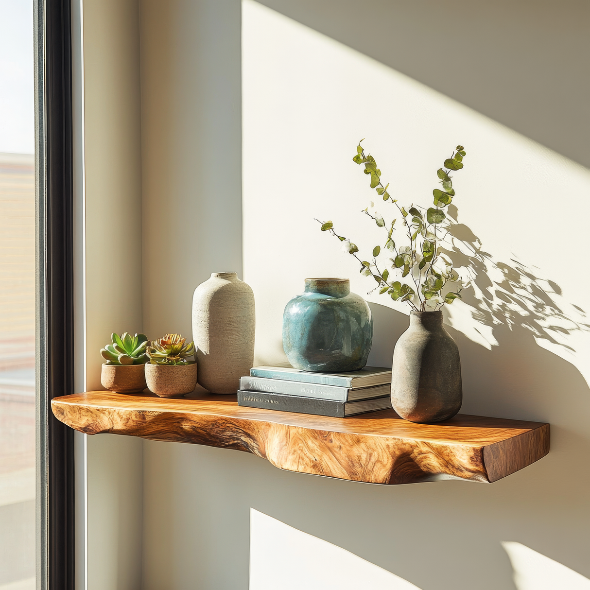 Solvra Live Edge Solid Wood Floating Shelf SPA235456 - Timberustic Floating Shelf