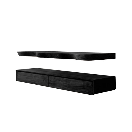 Solvren Live Edge Solid Wood Floating Bathroom Vanity with Drawers Black - Timberustic Floating Bathroom Vanity With Drawers