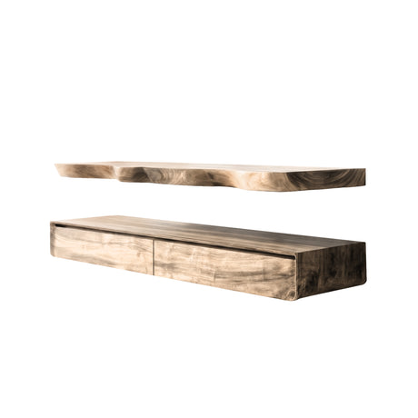 Solvren Live Edge Solid Wood Floating Bathroom Vanity with Drawers Natural Oak - Timberustic Floating Bathroom Vanity With Drawers