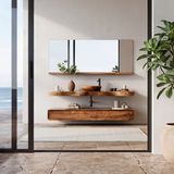 Solvren Live Edge Solid Wood Floating Bathroom Vanity with Drawers SPA183636 - Timberustic Floating Bathroom Vanity With Drawers