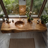 Solvren Live Edge Solid Wood Floating Bathroom Vanity with Integrated Sink SPA226266 - Timberustic Floating Bathroom Vanity with Integrated Sink