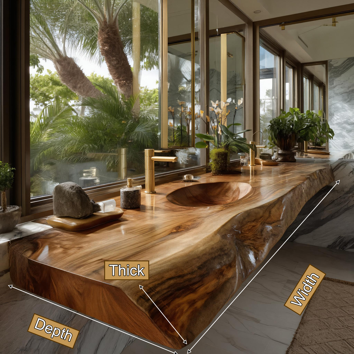 Solvren Live Edge Solid Wood Floating Bathroom Vanity with Integrated Sink SPA226266 - Timberustic Floating Bathroom Vanity with Integrated Sink