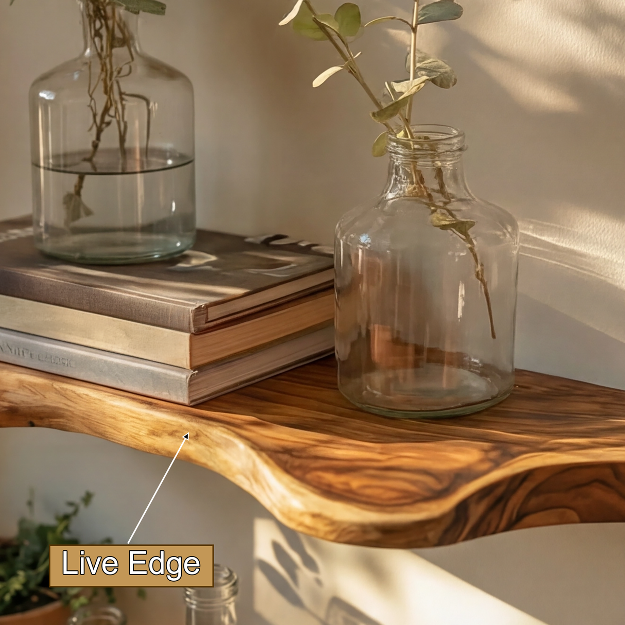 Solvren Live Edge Solid Wood Floating Shelf SPA635291 - Timberustic Floating Shelf