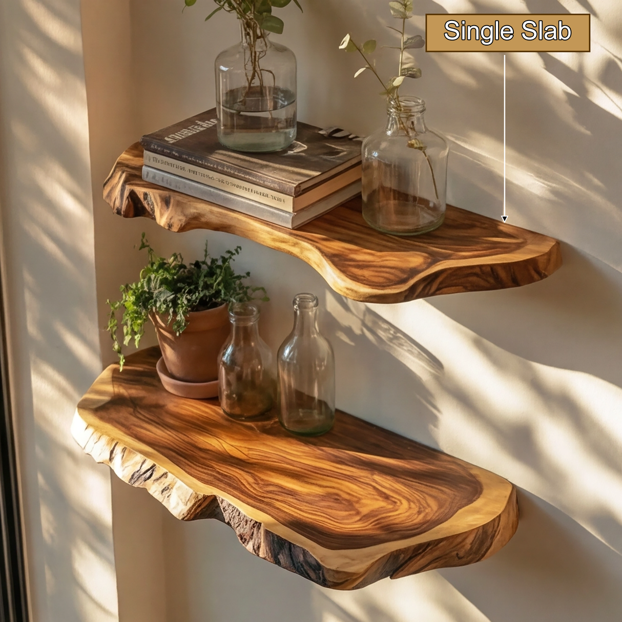 Solvren Live Edge Solid Wood Floating Shelf SPA635291 - Timberustic Floating Shelf