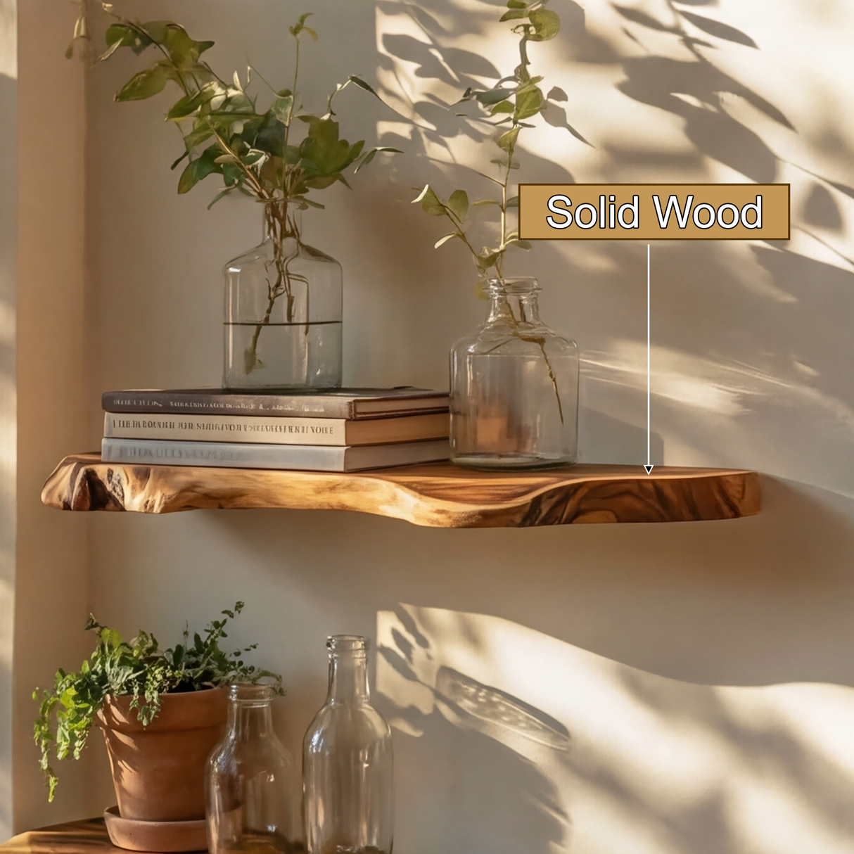 Solvren Live Edge Solid Wood Floating Shelf SPA635291 - Timberustic Floating Shelf