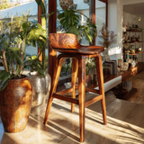Solvyn Curve Solid Wood Bar Stool - Timberustic Bar Stool