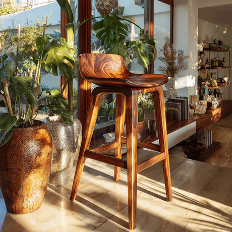 Solvyn Curve Solid Wood Bar Stool - Timberustic Bar Stool