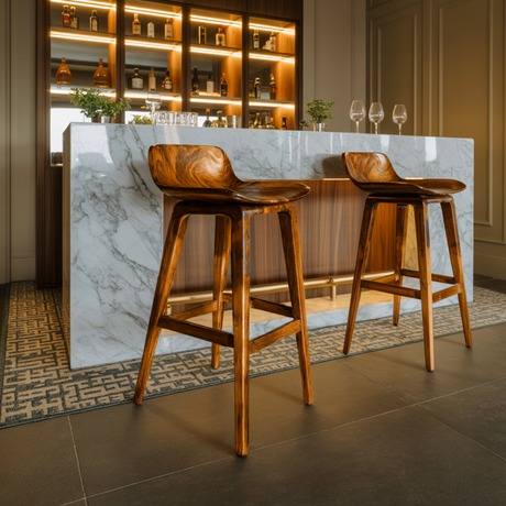Solvyn Curve Solid Wood Bar Stool - Timberustic Bar Stool