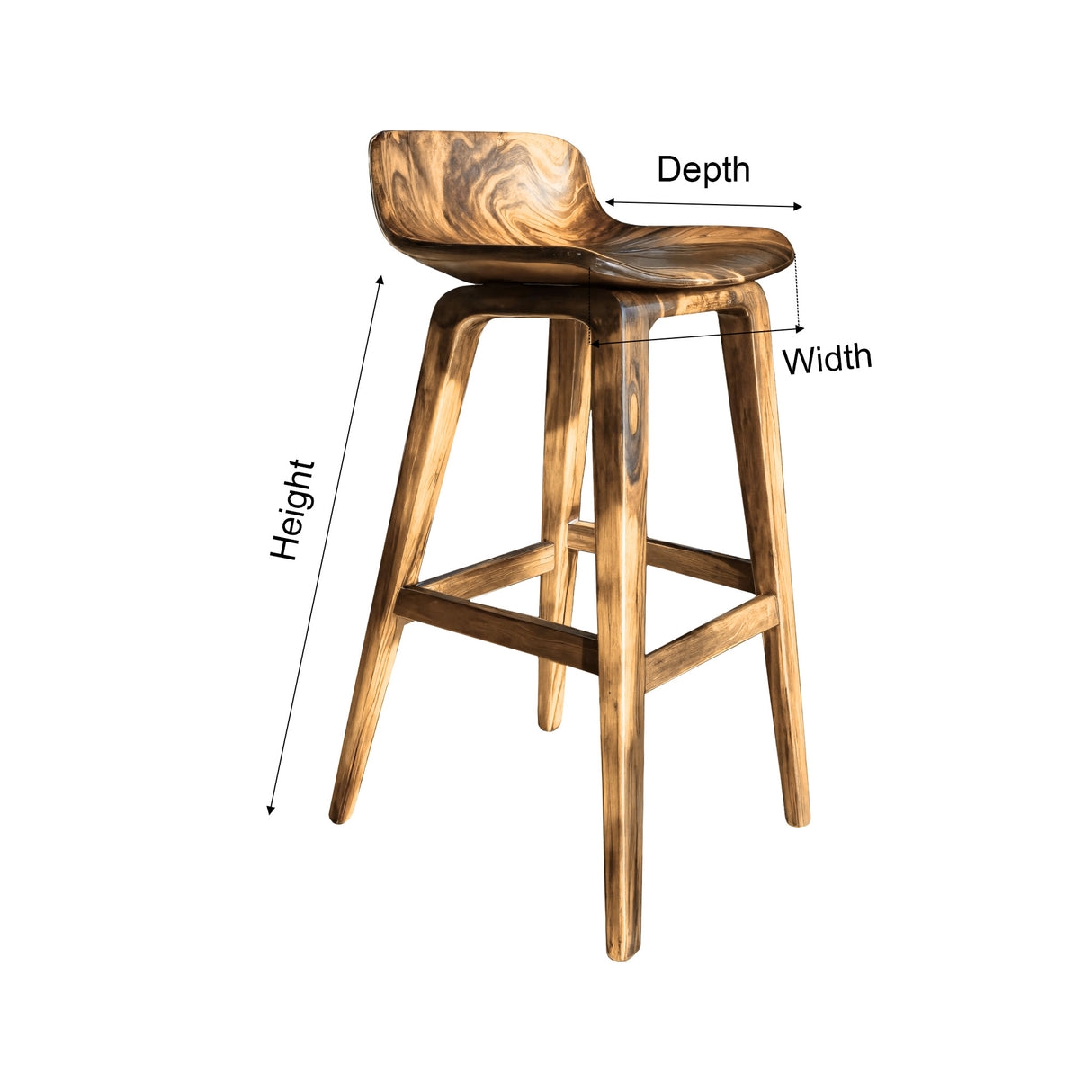 Solvyn Curve Solid Wood Bar Stool - Timberustic Bar Stool