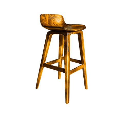 Solvyn Curve Solid Wood Bar Stool Teak - Timberustic Bar Stool
