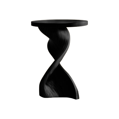 Solvyn Sculpted Solid Wood Pedestal Stand Black - Timberustic Pedestal Stand