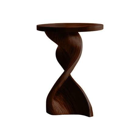 Solvyn Sculpted Solid Wood Pedestal Stand Dark Walnut - Timberustic Pedestal Stand