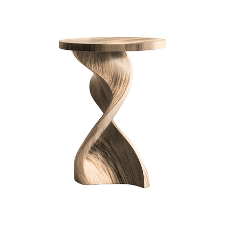 Solvyn Sculpted Solid Wood Pedestal Stand Natural Oak - Timberustic Pedestal Stand