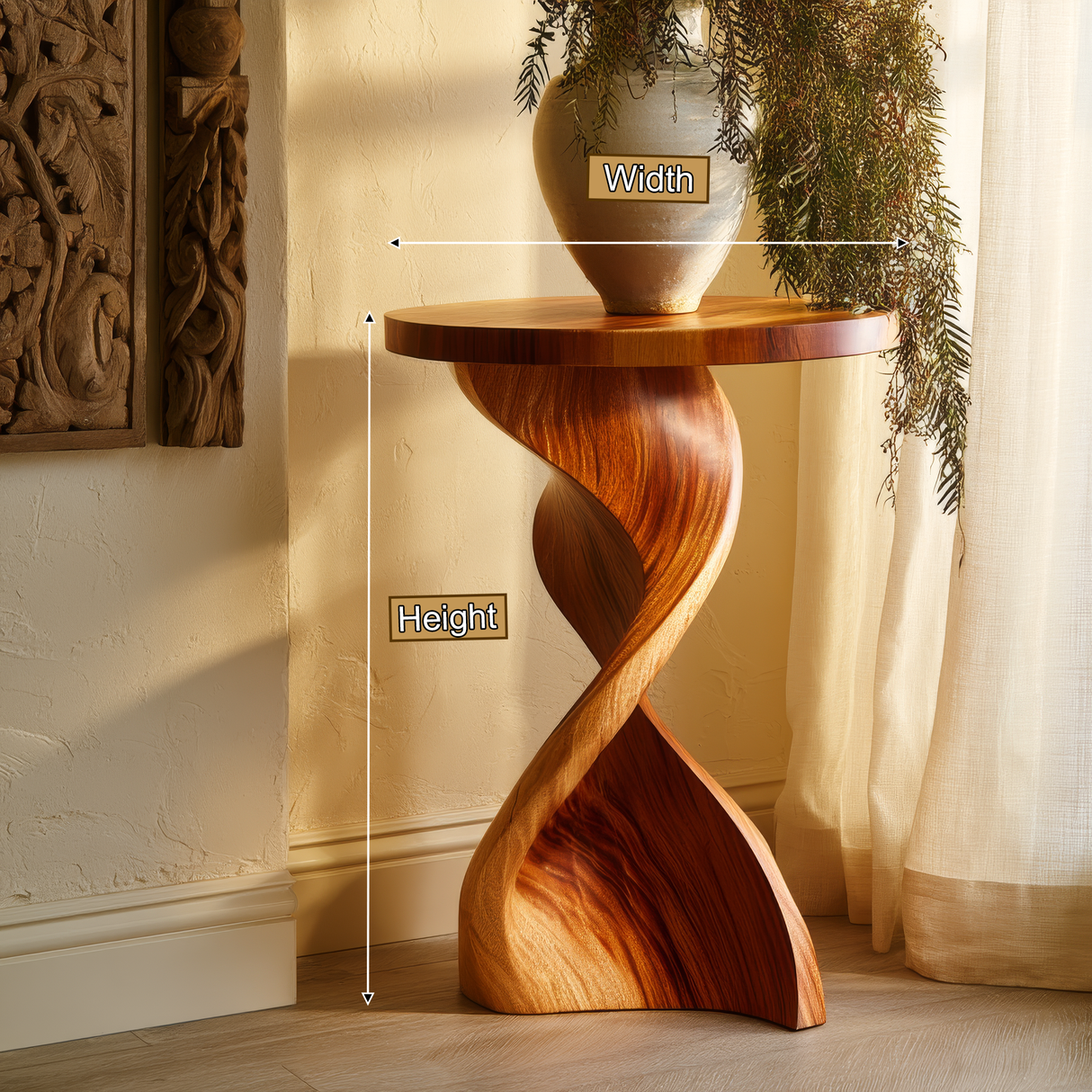 Solvyn Sculpted Solid Wood Pedestal Stand - Timberustic Pedestal Stand
