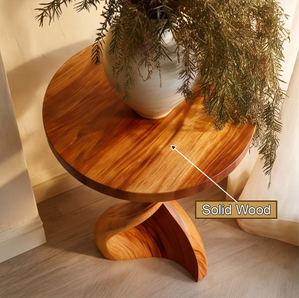 Solvyn Sculpted Solid Wood Pedestal Stand - Timberustic Pedestal Stand