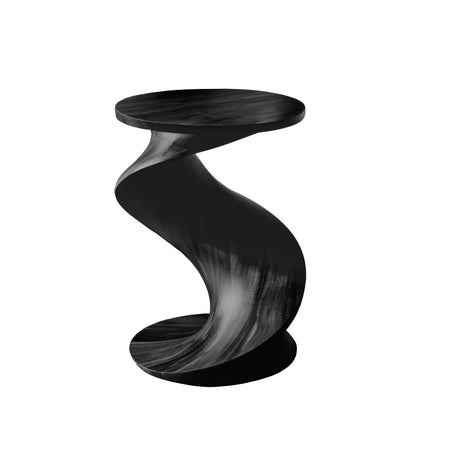 Solvyn Wave Sculptural Solid Wood Pedestal Stand Black - Timberustic Pedestal Stand