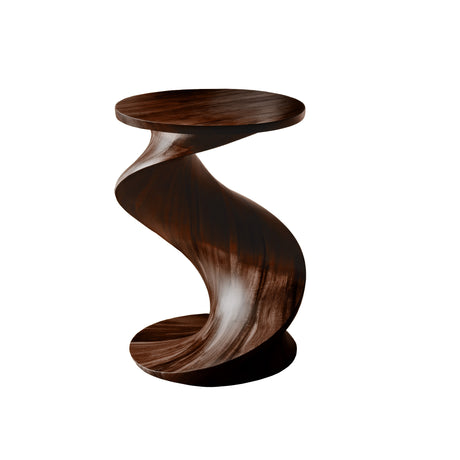 Solvyn Wave Sculptural Solid Wood Pedestal Stand Dark Walnut - Timberustic Pedestal Stand