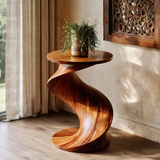 Solvyn Wave Sculptural Solid Wood Pedestal Stand - Timberustic Pedestal Stand