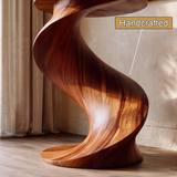Solvyn Wave Sculptural Solid Wood Pedestal Stand - Timberustic Pedestal Stand