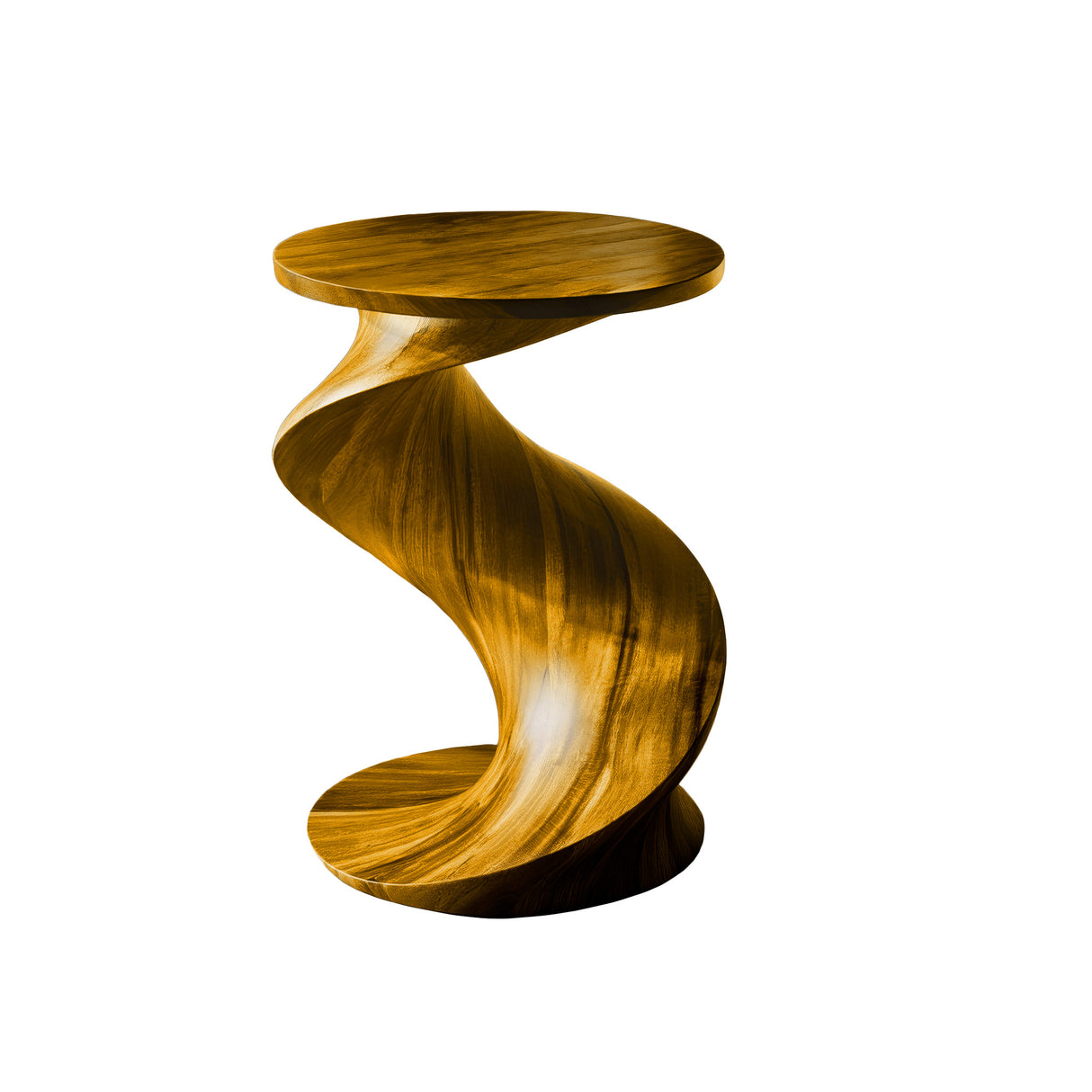 Solvyn Wave Sculptural Solid Wood Pedestal Stand Teak - Timberustic Pedestal Stand