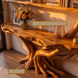 Solvyrn Sculpted Solid Wood Console Table with Shelves - Timberustic Console Table with Shelves