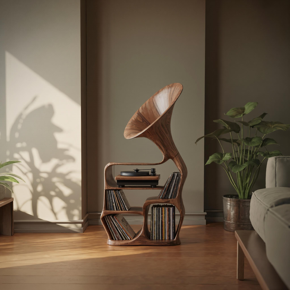 Sonatone Wooden Record Stand With Storage – Organic Modern / Mid ...