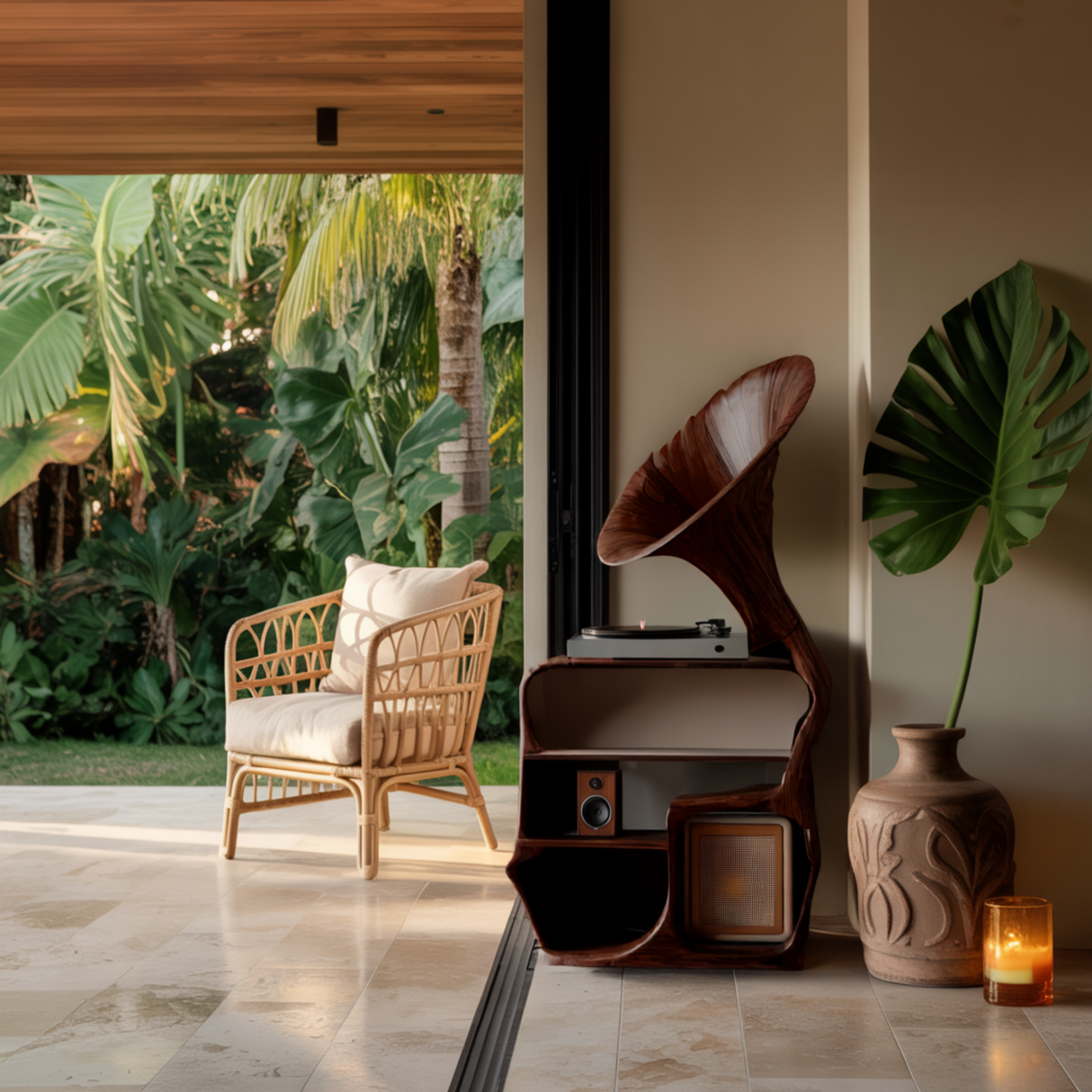 Sonatone Solid Wood Record Player Stand With Storage