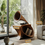 Sonavelle Sculpted Solid Wood Record Player Stand