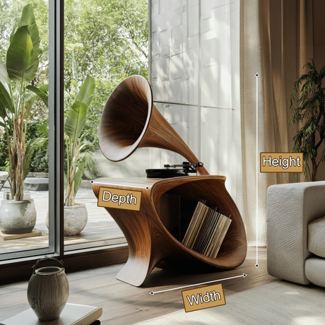 Sonavelle Sculpted Solid Wood Record Player Stand - Timberustic Record Player Stand With Storage