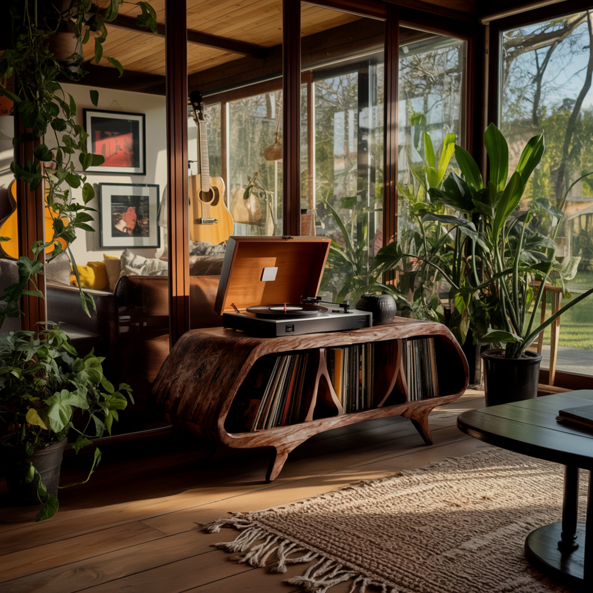 Sonora Solid Wood Record Player Stand With Storage