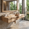 Stonebrook Handcrafted Live Edge Solid Wood Floating Bathroom Vanity with Integrated Sink