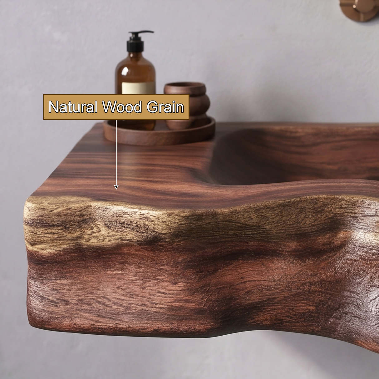 Stonebrook Handcrafted Live Edge Solid Wood Floating Bathroom Vanity with Integrated Sink